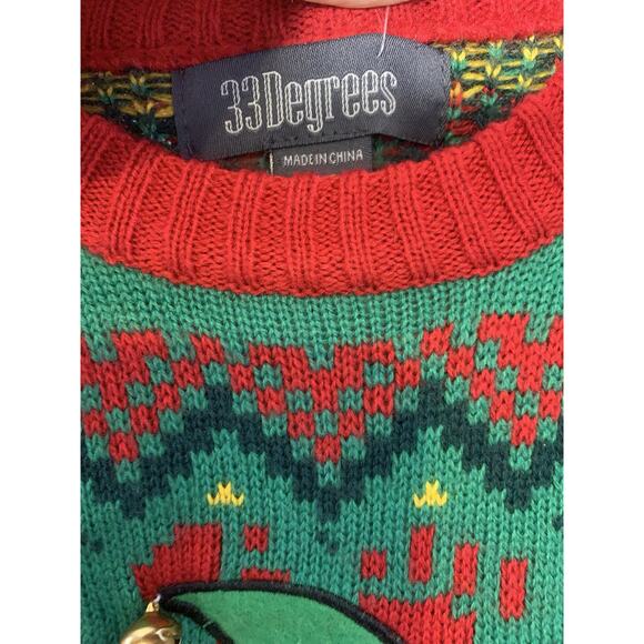 33 Degrees Ugly Christmas Sweater Grumpy Cat Bells Holiday Time Md - Picture 5 of 9